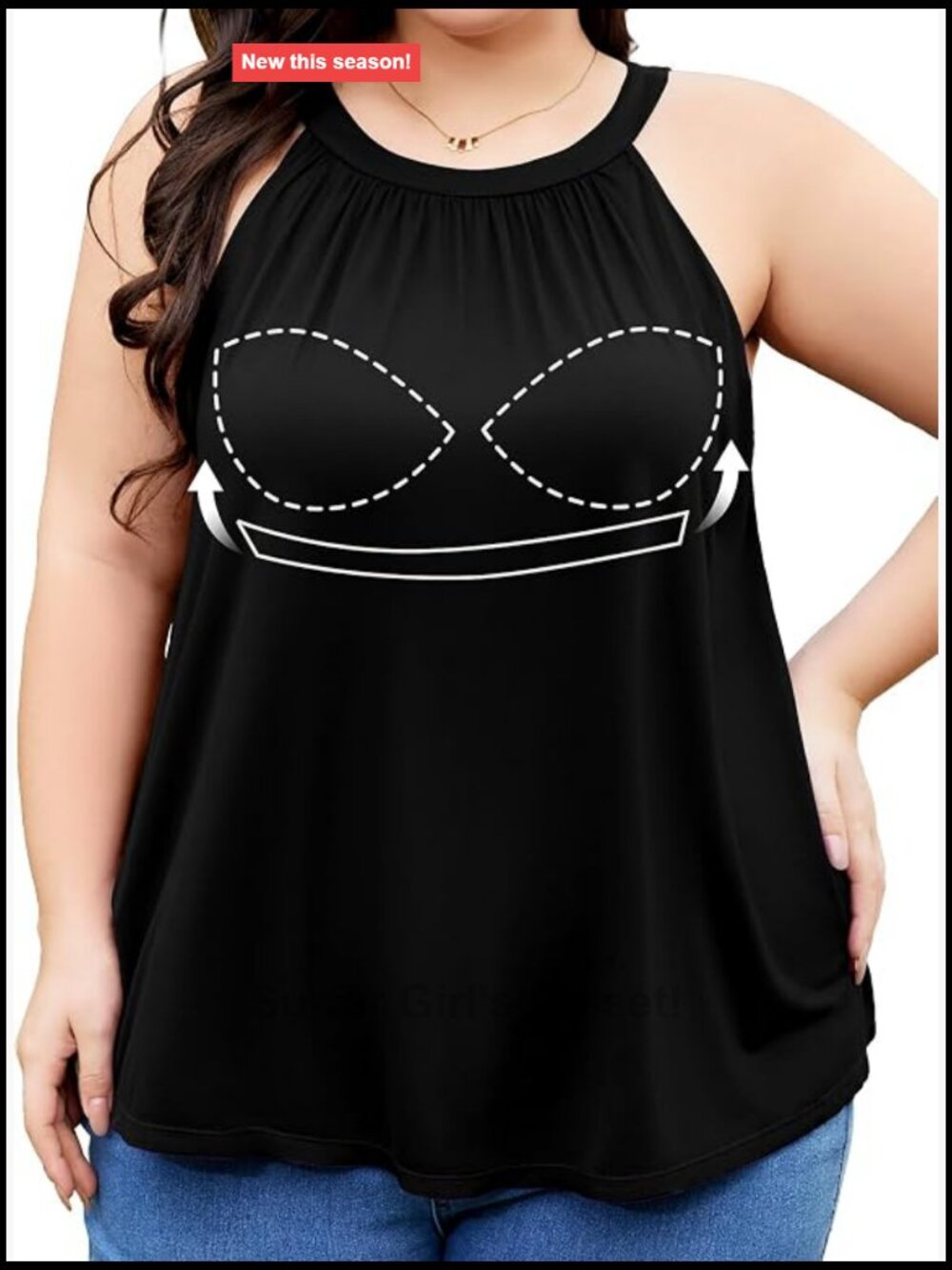Plus Size Tank Top with Built in Bra Flowy Racerback Sleeveless Cotton Cami
